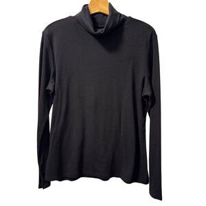 Black Croft & Barrow Turtleneck Long Sleeve Top XL 100% Cotton Soft & Easy Care